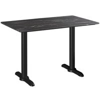 Lancaster Table & Seating Excalibur 27 1/2 inch x 47 3/16 inch Rectangular Dining Height Table with Smooth Letizia Finish and Two End Outdoor Base Plates