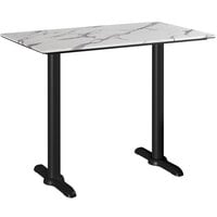 Lancaster Table & Seating Excalibur 27 1/2 inch x 47 3/16 inch Rectangular Counter Height Table with Smooth Versilla Finish and Two End Outdoor Base Plates
