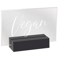 Cal-Mil 22336-5-13 Black Wood / Clear Acrylic Vegan Sign - 3 1/2 inch x 1 inch x 2 1/2 inch