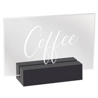 Cal-Mil 22336-1-13 Black Wood / Clear Acrylic Coffee Sign - 3 1/2 inch x 1 inch x 2 1/2 inch