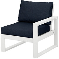 POLYWOOD 4601R-WH145991 Edge White / Marine Indigo Modular Right Arm Chair
