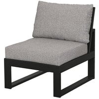 POLYWOOD 4601C-BL145980 Edge Black / Grey Mist Modular Armless Chair