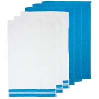 15 inch x 25 inch Blue Diamond Pattern 40 oz. Premier 100% Cotton Terry Kitchen Towel - 6/Pack