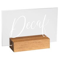 Cal-Mil 22336-2-99 Madera Rustic Pine Wood / Clear Acrylic Decaf Sign - 3 1/2 inch x 1 inch x 2 1/2 inch