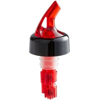 TableCraft 1 oz. Red Spout / Red Tail Measured Liquor Pourer with Collar 2246A - 12/Pack