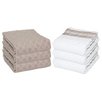 15 inch x 25 inch Tan Diamond Pattern 40 oz. Premier 100% Cotton Terry Kitchen Towel - 6/Pack