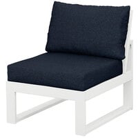 POLYWOOD 4601C-WH145991 Edge White / Marine Indigo Modular Armless Chair