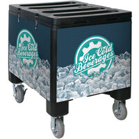 IRP 3101491 Black Ice Caddy 200 lb. Mobile Ice Bin / Beverage Merchandiser with Ice Cold Beverages Graphic