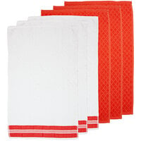 15 inch x 25 inch Saffron Diamond Pattern 40 oz. Premier 100% Cotton Terry Kitchen Towel - 6/Pack