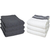 15 inch x 25 inch Gray Diamond Pattern 40 oz. Premier 100% Cotton Terry Kitchen Towel - 6/Pack