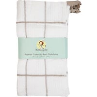 13 inch x 13 inch Tan Windowpane Pattern 20 oz. Premier 100% Cotton Terry Dish Cloth with Hanging Loop - 12/Pack