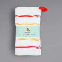 13 inch x 13 inch Saffron Stripe Pattern 20 oz. Premier 100% Cotton Terry Dish Cloth with Hanging Loop - 12/Pack