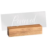 Cal-Mil 22335-99 Madera Rustic Pine Wood / Clear Acrylic Reserved Sign - 5 3/4 inch x 1 1/2 inch x 2 1/2 inch