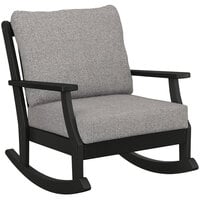 POLYWOOD 4501R-BL145980 Braxton Black / Grey Mist Deep Seating Rocking Chair