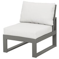 POLYWOOD 4601C-GY152939 Edge Slate Grey / Natural Linen Modular Armless Chair