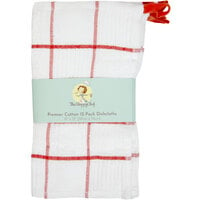 13 inch x 13 inch Saffron Windowpane Pattern 20 oz. Premier 100% Cotton Terry Dish Cloth with Hanging Loop - 12/Pack