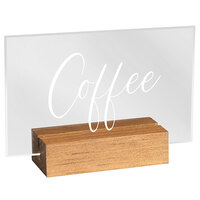Cal-Mil 22336-1-99 Madera Rustic Pine Wood / Clear Acrylic Coffee Sign - 3 1/2 inch x 1 inch x 2 1/2 inch