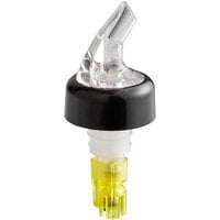 TableCraft 1.5 oz. Clear Spout / Yellow Tail Measured Liquor Pourer with Collar 4249A - 12/Pack