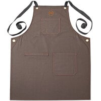 Outset® 76472 Brown Canvas Adjustable Grill / BBQ Bib Apron with Pockets - 30" x 27"