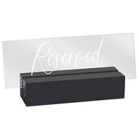 Cal-Mil 22335-13 Black Wood / Clear Acrylic Reserved Sign - 5 3/4 inch x 1 1/2 inch x 2 1/2 inch