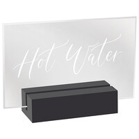Cal-Mil 22336-3-13 Black Wood / Clear Acrylic Hot Water Sign - 3 1/2 inch x 1 inch x 2 1/2 inch