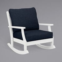 POLYWOOD 4501R-WH145991 Braxton White / Marine Indigo Deep Seating Rocking Chair