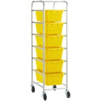 Regency Mobile Aluminum Lug Rack - 6 Lug Capacity - with Yellow Meat Lugs / Tote Boxes - Unassembled