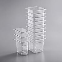 Vigor 12-Piece 1/6 & 1/9 Size Clear Food Pan for 27" Mega Top Refrigerated Sandwich Prep Tables - 6" Deep