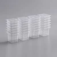 Vigor 24-Piece 1/6 Size Clear Polycarbonate Food Pan Set for 60" Mega Top Refrigerated Sandwich Prep Tables - 6" Deep