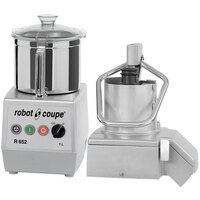Robot Coupe R652 2-Speed Combination Food Processor with 7 Qt. Stainless Steel Bowl, Full Moon Pusher Continuous Feed & 2 Discs - 240V, 3 Phase, 3 hp