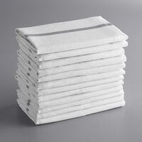 Choice 15 inch x 26 inch Gray-Striped 24 oz. 100% Cotton Herringbone Kitchen Towel - 12/Pack