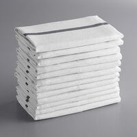 Choice 15 inch x 26 inch Black-Striped 24 oz. 100% Cotton Herringbone Kitchen Towel - 12/Pack
