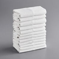 Choice 15" x 26" White 24 oz. 100% Cotton Herringbone Kitchen Towel - 12/Pack