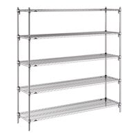 Metro 5A377C Stationary Super Erecta Adjustable 2 Series Chrome Wire Shelving Unit - 18" x 72" x 74"