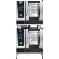 Rational Double Deck 6 Pan Half-Size Natural Gas Combi Oven with Stand - 120V