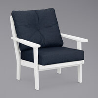 POLYWOOD 4411-WH145991 Lakeside White / Marine Indigo Deep Seating Chair