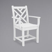 POLYWOOD Chippendale White Dining Arm Chair