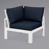 POLYWOOD 4604-WH145991 Edge White / Marine Indigo Modular Corner Chair