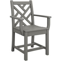 POLYWOOD CDD200GY Chippendale Slate Grey Dining Arm Chair