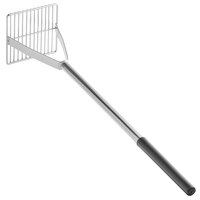 Tablecraft 30" Chrome Plated Steel Square-Faced Potato/Bean Masher with Black Vinyl Handle 3155