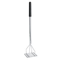 Tablecraft 30" Chrome Plated Steel Square-Faced Potato/Bean Masher with Black Vinyl Handle 3155