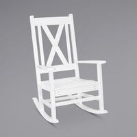 POLYWOOD Braxton White Cross Back Porch Rocking Chair