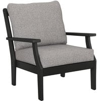 POLYWOOD Braxton Black / Grey Mist Cross Back Outdoor Deep Seating Arm Chair