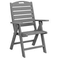 POLYWOOD Nautical Slate Grey Folding High Back Chair