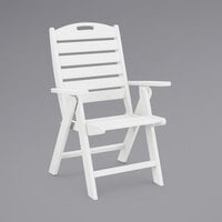 POLYWOOD Nautical White Folding High Back Chair