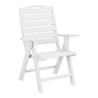 POLYWOOD Nautical White Folding High Back Chair