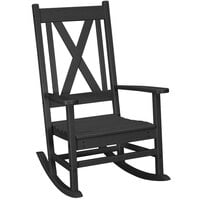 POLYWOOD Braxton Black Cross Back Porch Rocking Chair