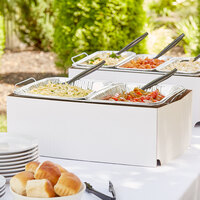 Choice Full Size Disposable Serving / Chafer Dish Kit with (2) 1/2 Size Pans, Serving Utensils, and Wind Guard
