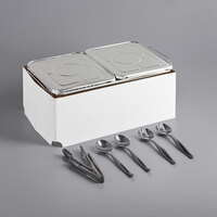 Choice Full Size Disposable Serving / Chafer Dish Kit with (2) 1/2 Size Pans, Serving Utensils, and Wind Guard