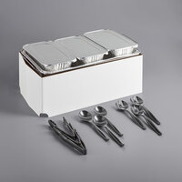 Choice Full Size Disposable Serving / Chafer Dish Kit with (3) 1/3 Size Pans, Serving Utensils, and Wind Guard